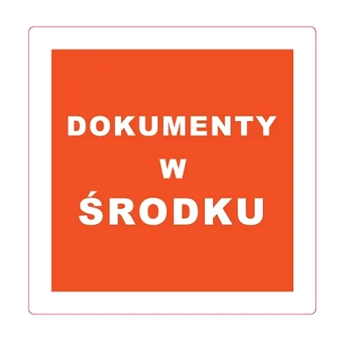 naklejka ostrzegawcza dokumenty w środku