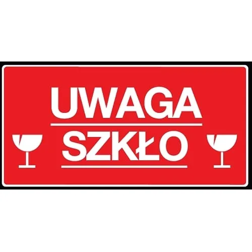 naklejka ostrzegawcza uwaga szkło