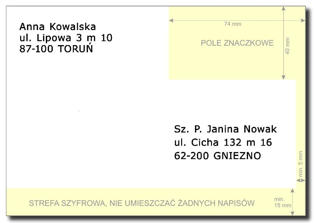 prawidłowo zaadresowany list przykład