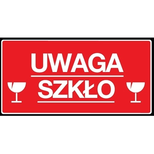 UWAGA SZKŁO naklejka 